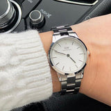 Daniel Wellington Iconic Link White Dial Silver Steel Strap Watch For Women - DW00100205