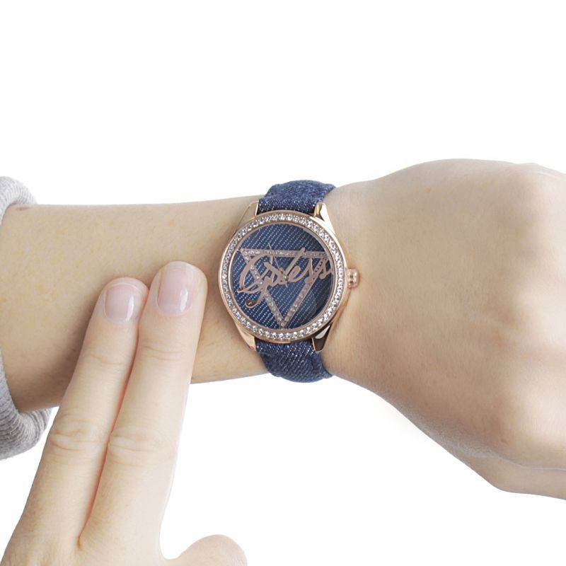 Guess Little Flirt Quartz Blue Dial Blue Leather Strap Watch For Women - W0456L6