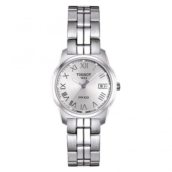 Tissot T Classic PR100 Silver Dial Silver Steel Strap Watch For Women - T049.210.11.033.00