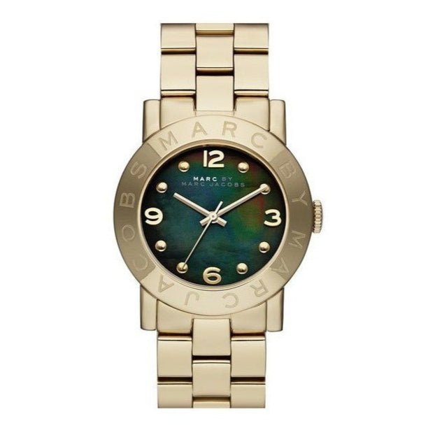 Marc Jacobs Amy Green Dial Gold Steel Strap Watch for Women - MBM8609