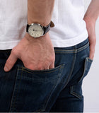 Guess Delancy Quartz White Dial Brown Leather Strap Watch For Men - W0870G1