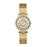 Guess Muse Crystals White Dial Rose Gold Steel Strap Watch For Women - W1008L2