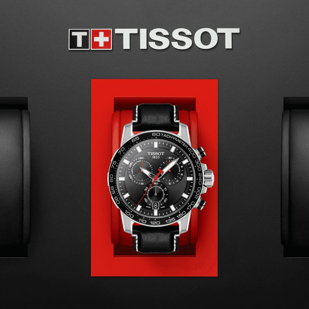 Tissot Supersport Chrono Black Dial Black Leather Strap Watch for Men - T125.617.16.051.00