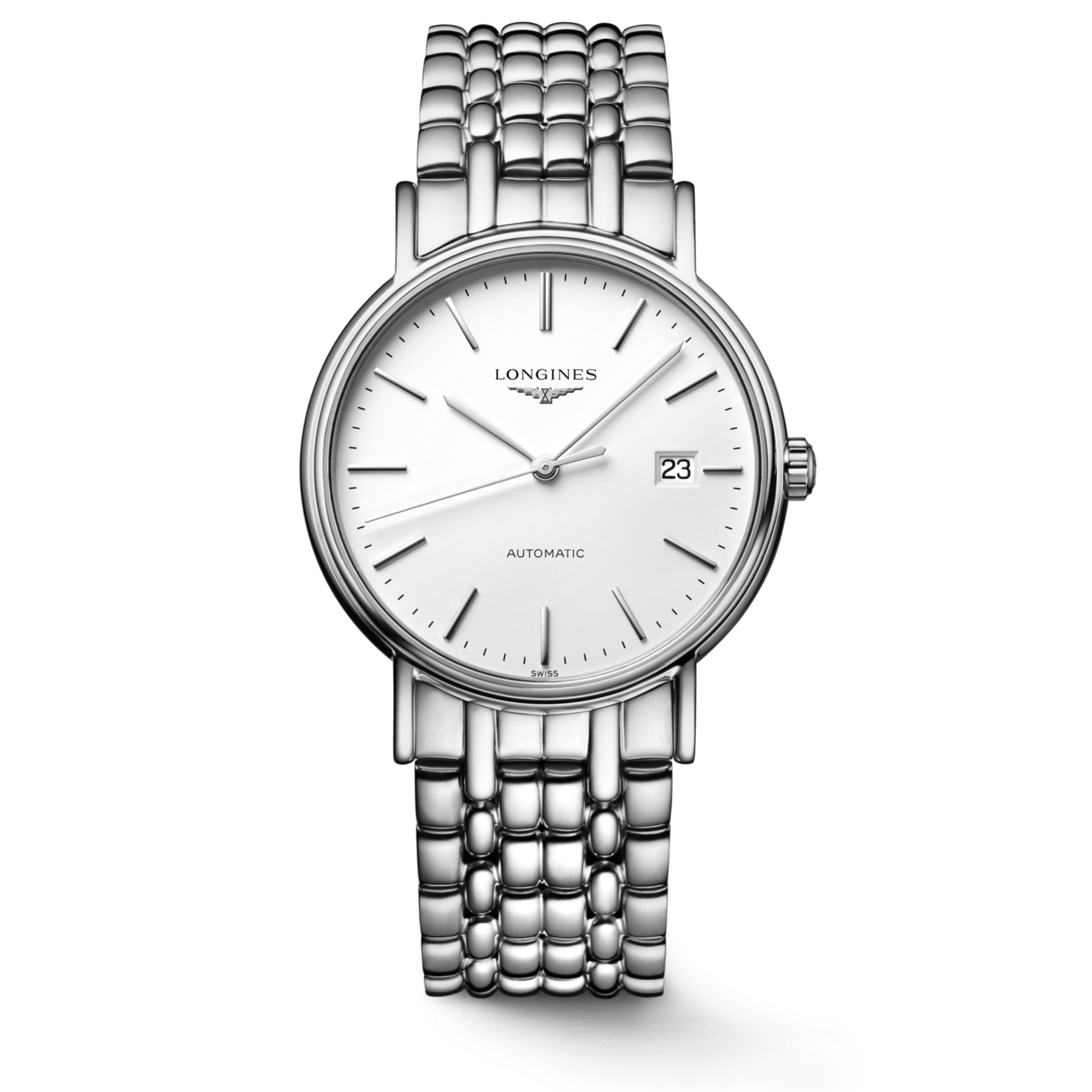 Longines Presence Automatic White Dial Silver Steel Strap Watch for Men - L4.921.4.12.6