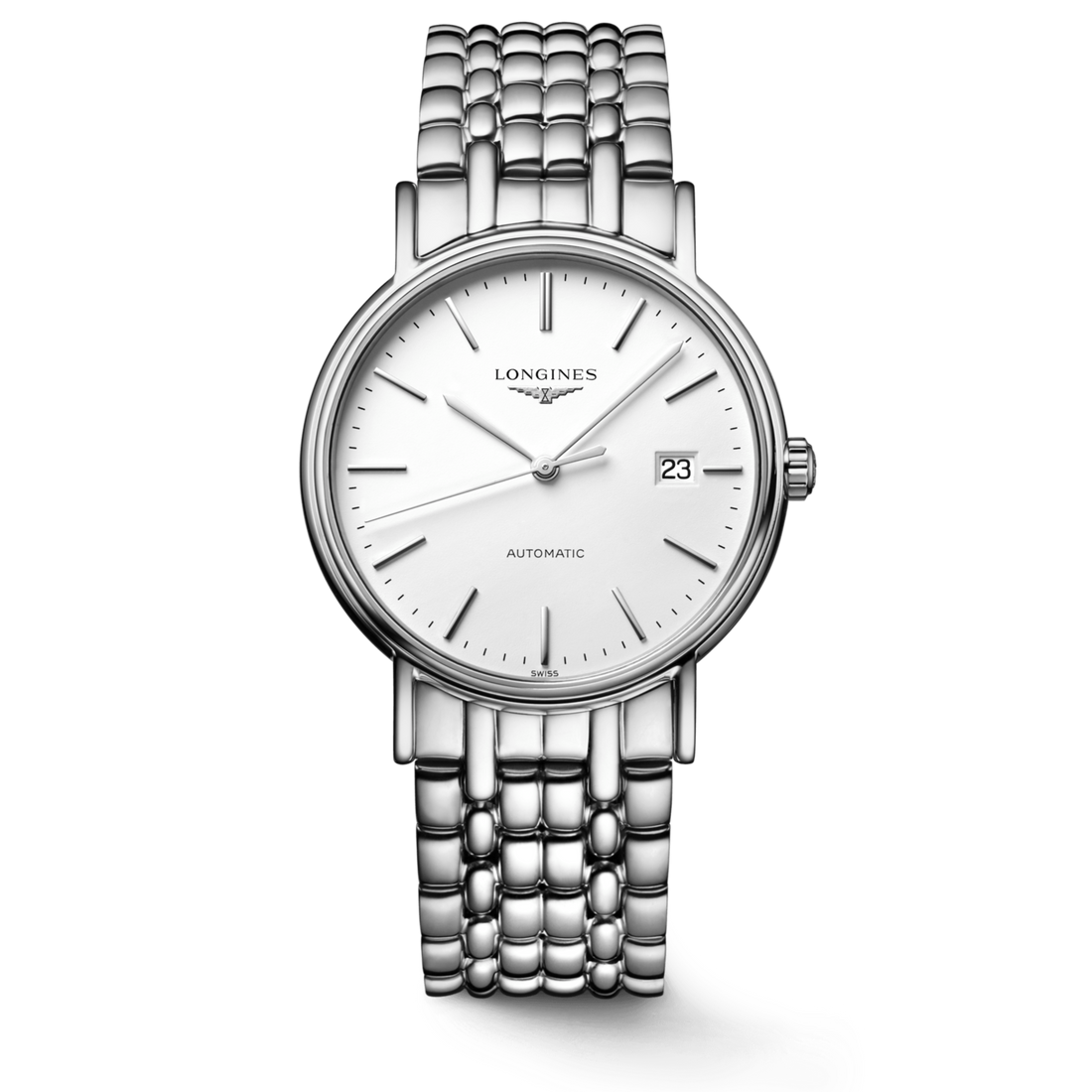 Longines Presence Automatic White Dial Silver Steel Strap Watch for Men - L4.921.4.12.6