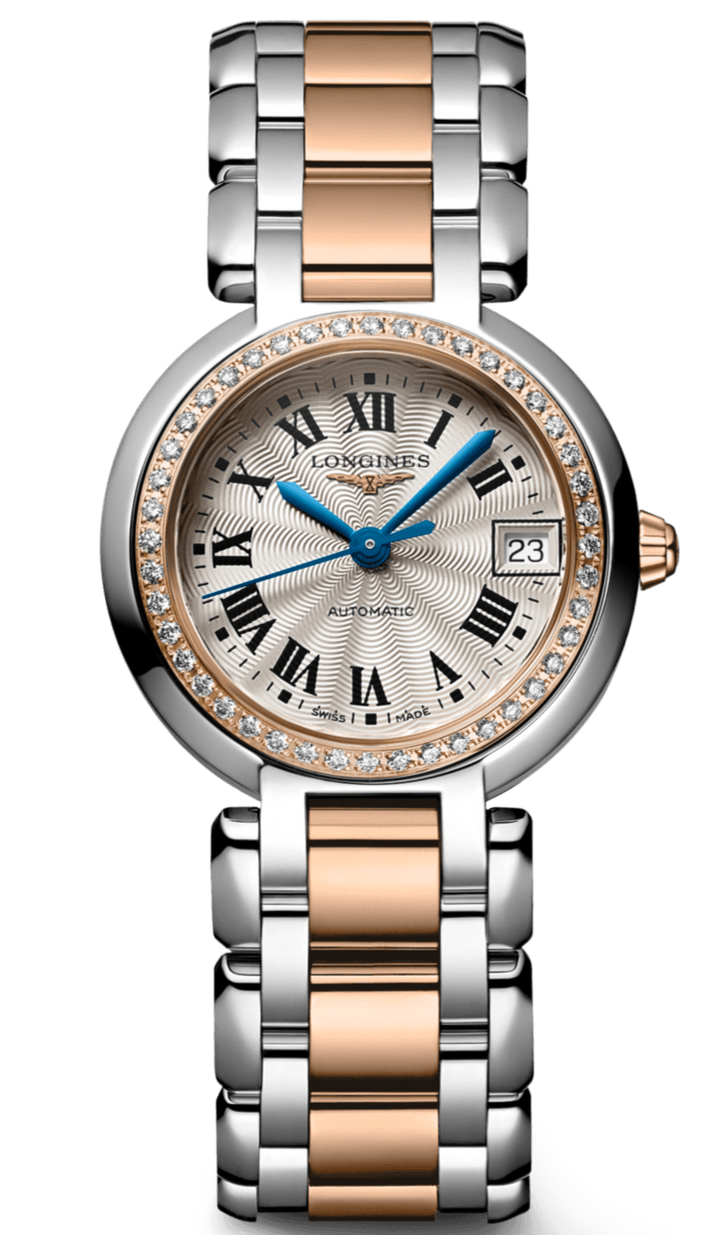 Longines PrimaLuna Automatic Diamond 26.5mm Silver Dial Two Tone Steel Strap Watch for Women - L8.111.5.79.6