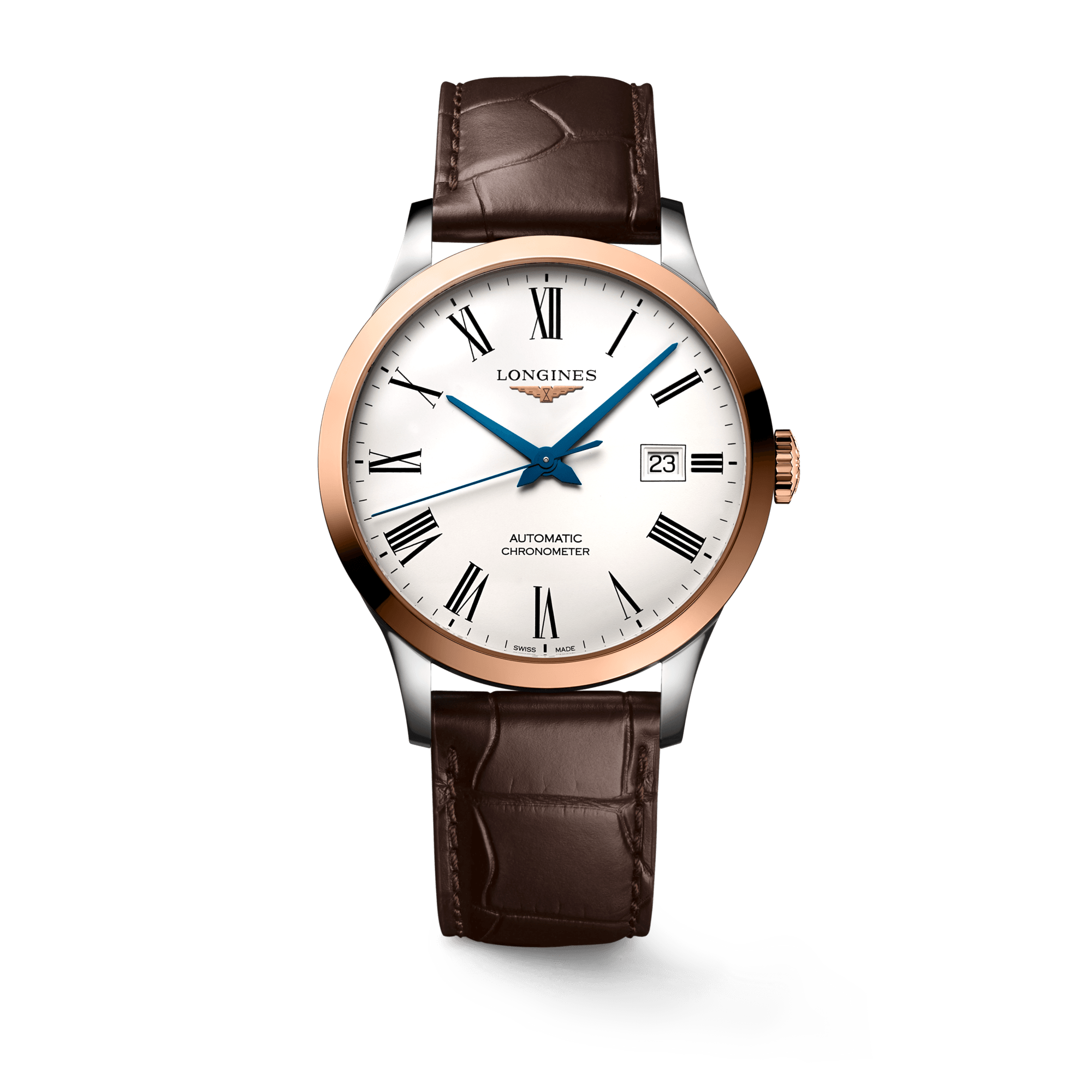 Longines Record Automatic Stainless Steel 18K Gold Watch for Men - L2.821.5.11.2