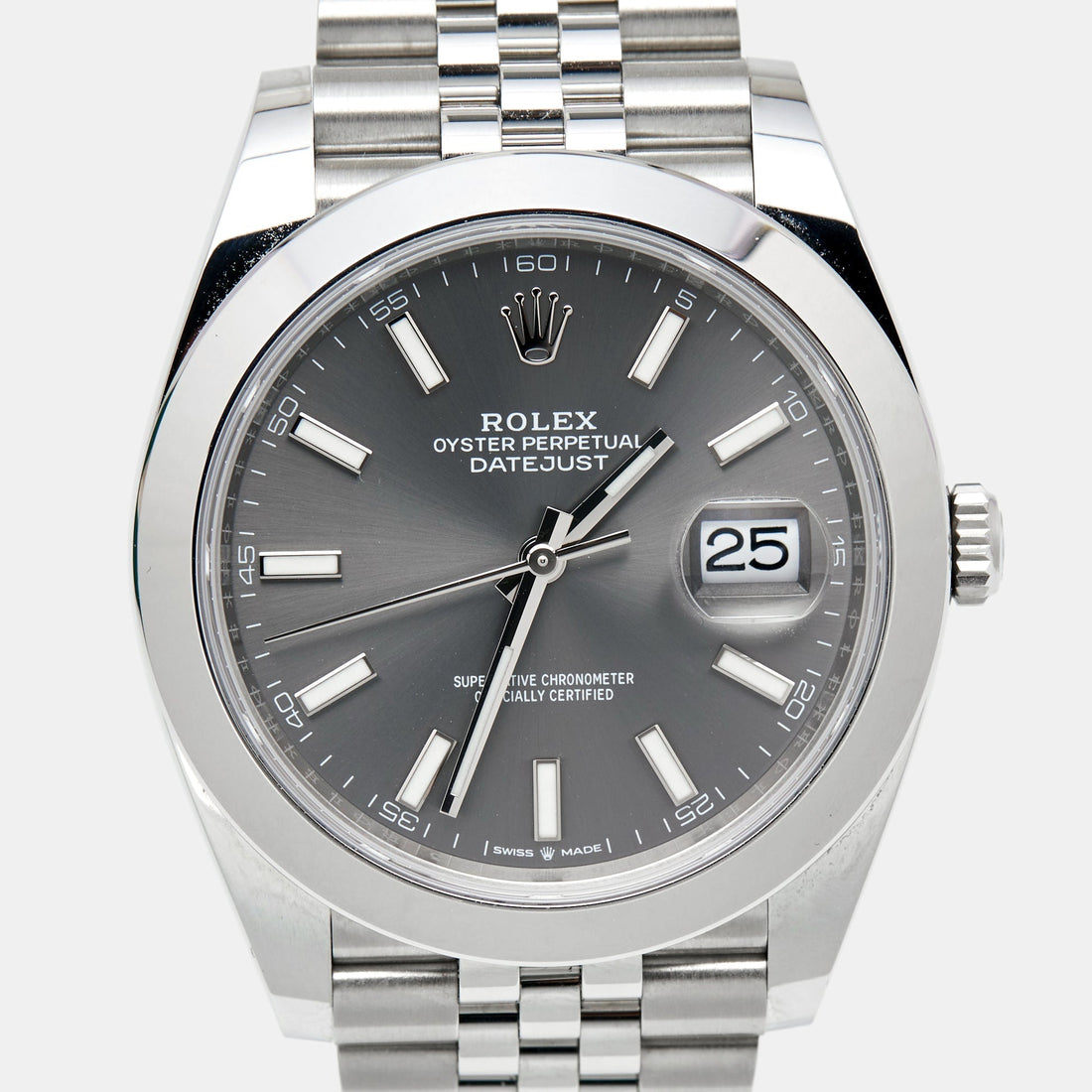 Rolex Datejust 41 Oyster Grey Dial Silver Oystersteel Bracelet Watch for Men - M126300-0008