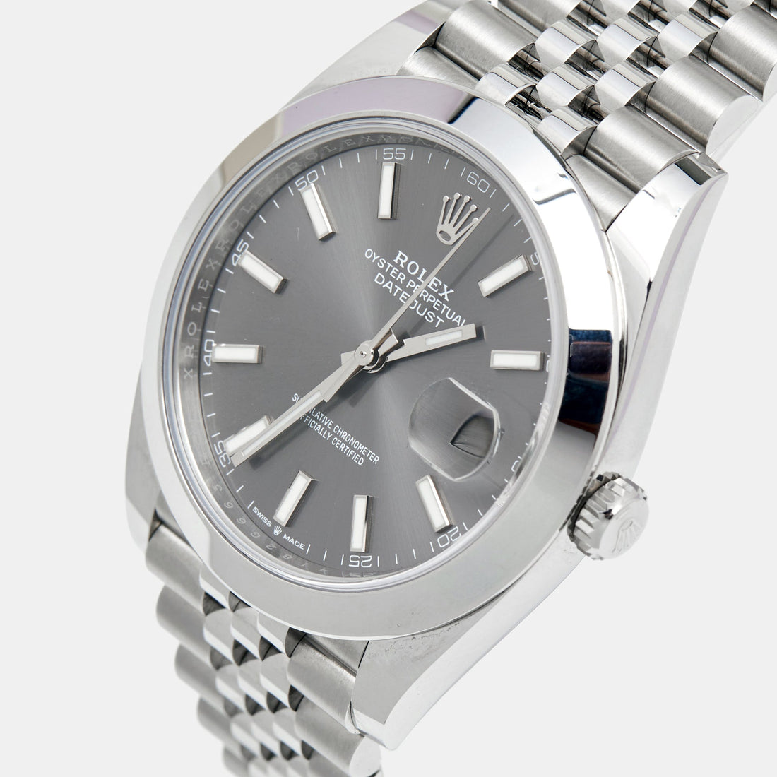 Rolex Datejust 41 Oyster Grey Dial Silver Oystersteel Bracelet Watch for Men - M126300-0008