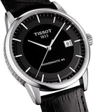Tissot Luxury Powermatic 80 Black Dial Black Leather Strap Watch For Men - T086.407.16.057.00
