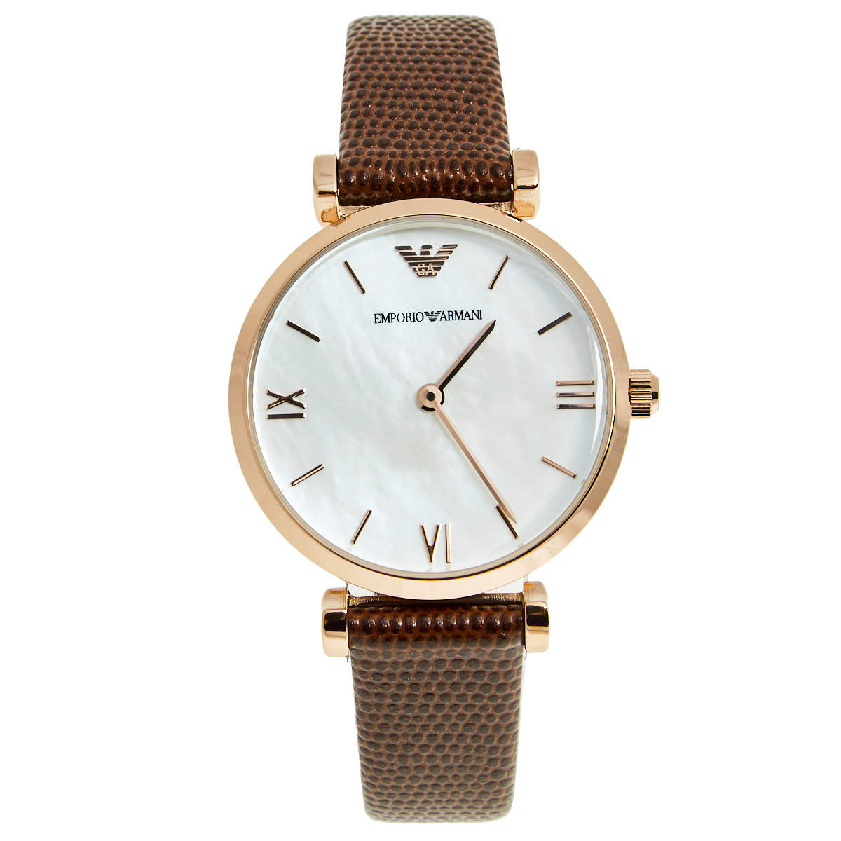 Emporio Armani Meccanico Automatic Silver Dial Burgundy Leather Strap Watch For Women - AR60044