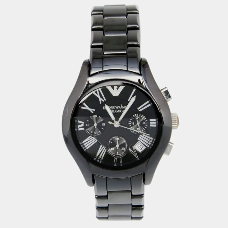 Emporio Armani Black Ceramic Dial Ceramic Strap Watch For Women - AR1401