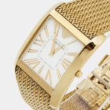 Emporio Armani Super Slim Quartz White DIal Gold Mesh Bracelet Watch For Women - AR2017
