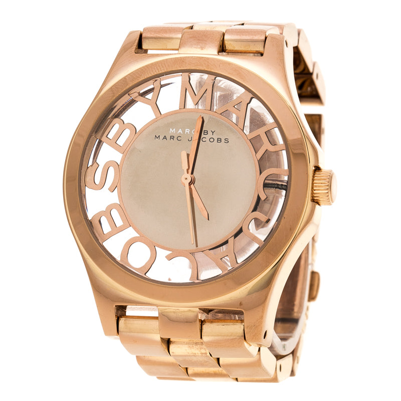 Marc Jacobs Henry Rose Gold Dial Rose Gold Steel Strap Watch for Women - MBM3207