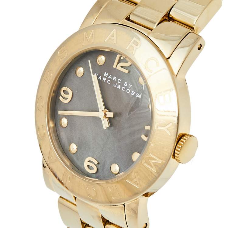 Marc Jacobs Amy Black Dial Gold Steel Strap Watch for Women - MBM3273