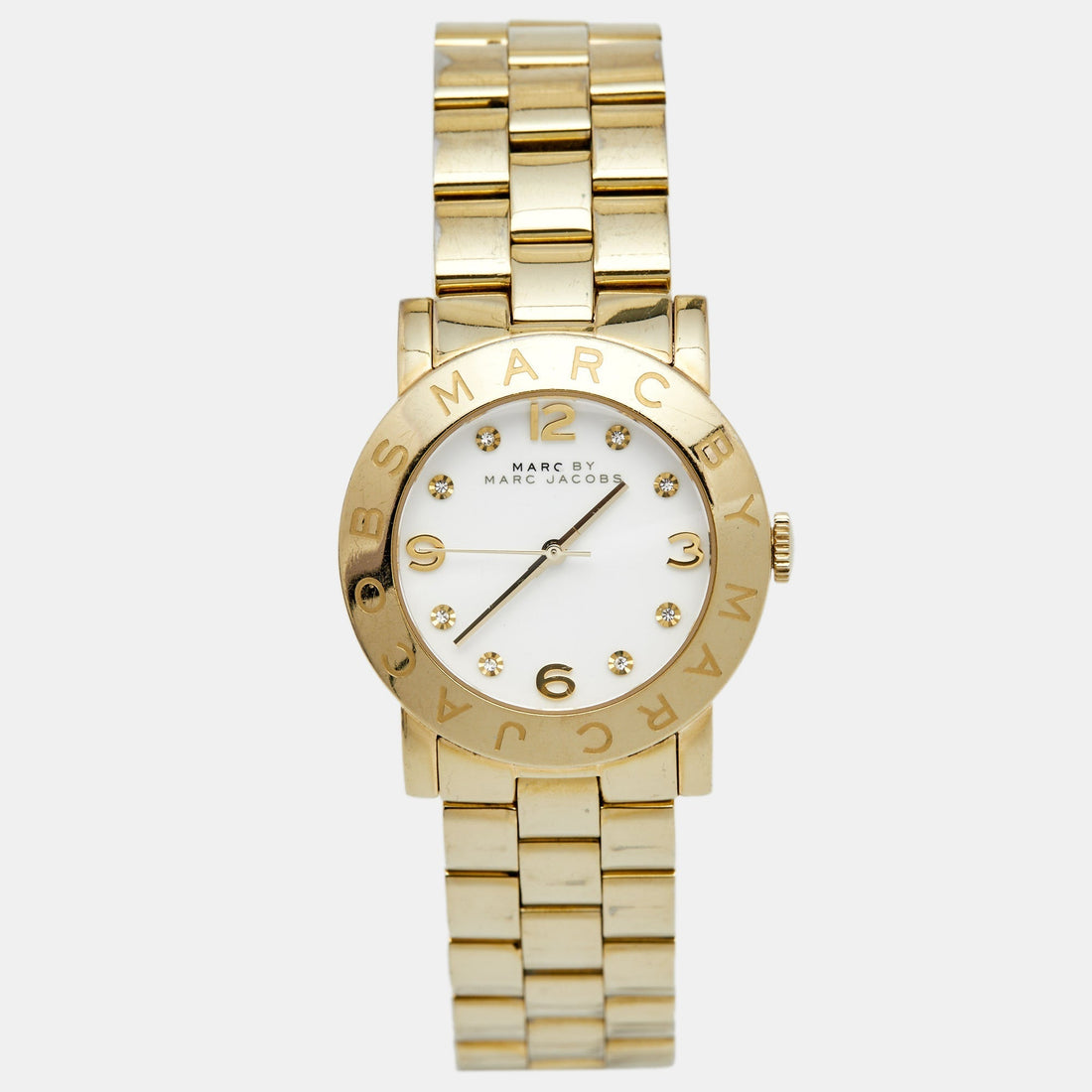 Marc Jacobs Amy White Dial Gold Steel Strap Watch for Women - MBM3056