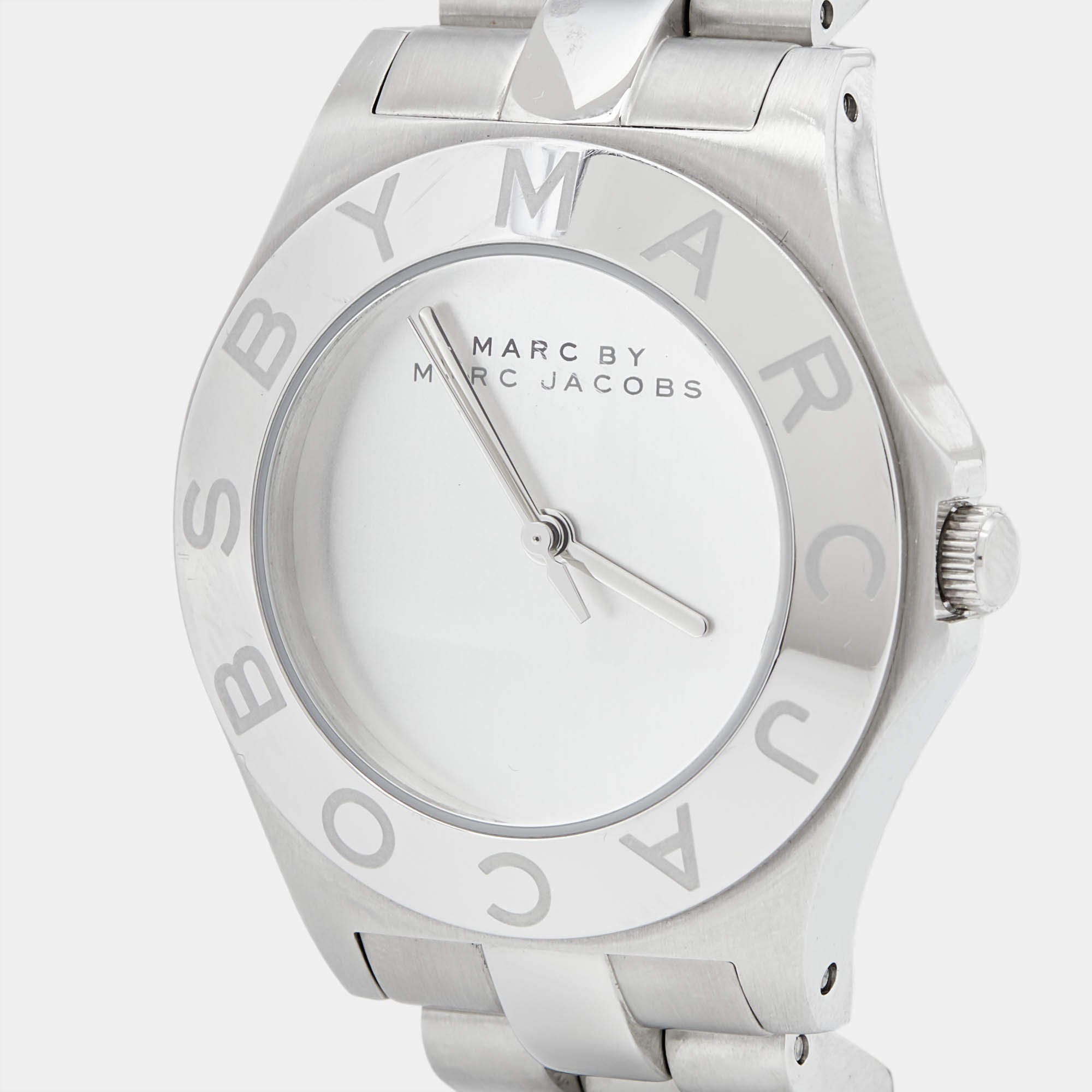 Marc Jacobs Blade Chronograph Silver Dial Silver Steel Strap Watch for Women - MBM3125