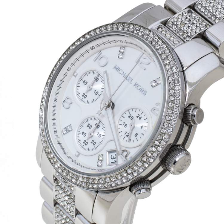 Michael Kors Runway White Dial Silver Steel Strap Watch for Women - MK5825