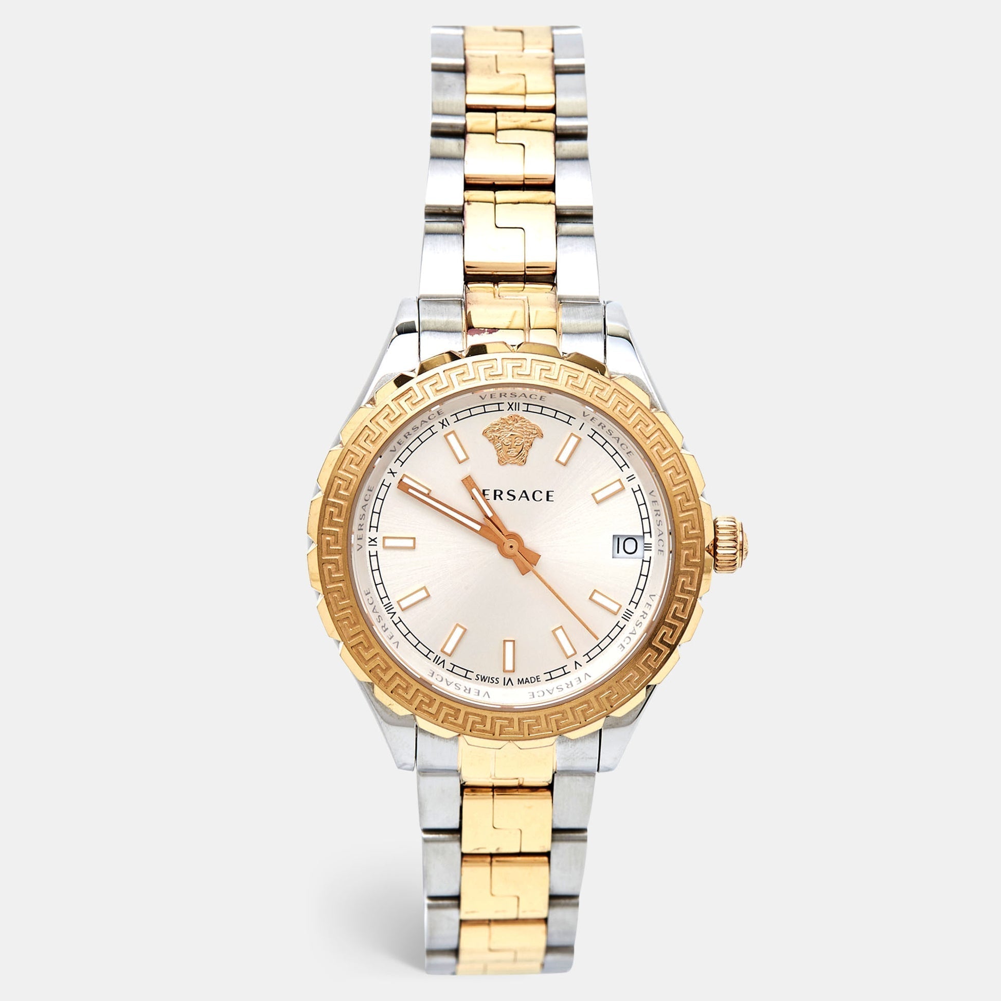 Versace Hellenyium Silver Dial Two Tone Steel Strap Watch for Women - V12030015