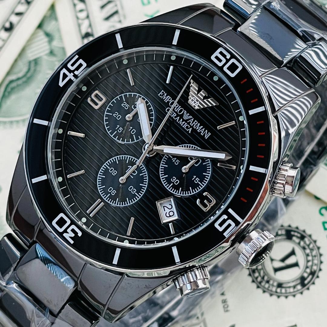 Emporio Armani Black Ceramic Chronograph Black Dial Watch For Men - AR1421