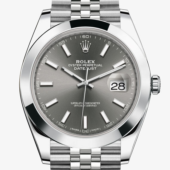Rolex Datejust 41 Oyster Grey Dial Silver Oystersteel Bracelet Watch for Men - M126300-0008