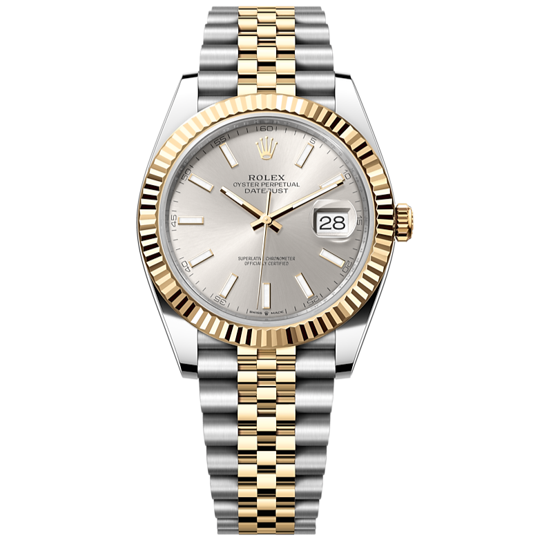 Rolex Datejust 41 Silver Dial Two Tone Oystersteel & Yellow Gold Jubilee Bracelet Watch for Men - M126333-0002