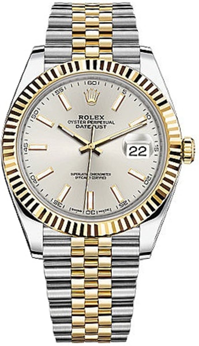 Rolex Datejust 41 Silver Dial Two Tone Oystersteel & Yellow Gold Jubilee Bracelet Watch for Men - M126333-0002