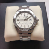 Tag Heuer Aquaracer Automatic White Dial Silver Steel Strap Watch for Men - WAY2111.BA0928