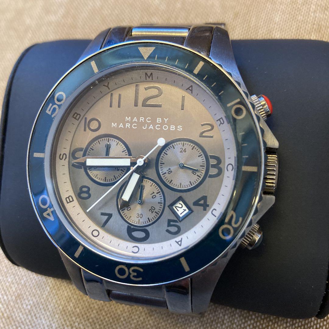 Marc Jacobs Rock Chronograph Silver Dial Silver Steel Strap Watch for Men - MBM5028