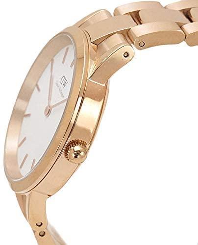 Daniel Wellington Iconic Link White Dial Rose Gold Steel Strap Watch For Women - DW00100209