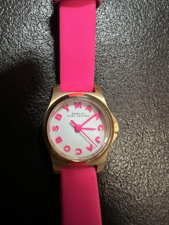Marc Jacobs Henry White Dial Pink Leather Strap Watch for Women - MBM1237