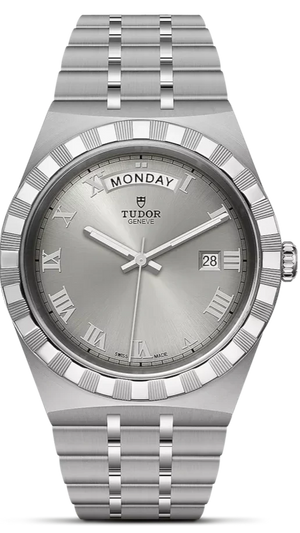 Tudor Royal Day Date Diamonds Automatic Silver Dial Silver Steel Strap Watch for Men - M28600-0002