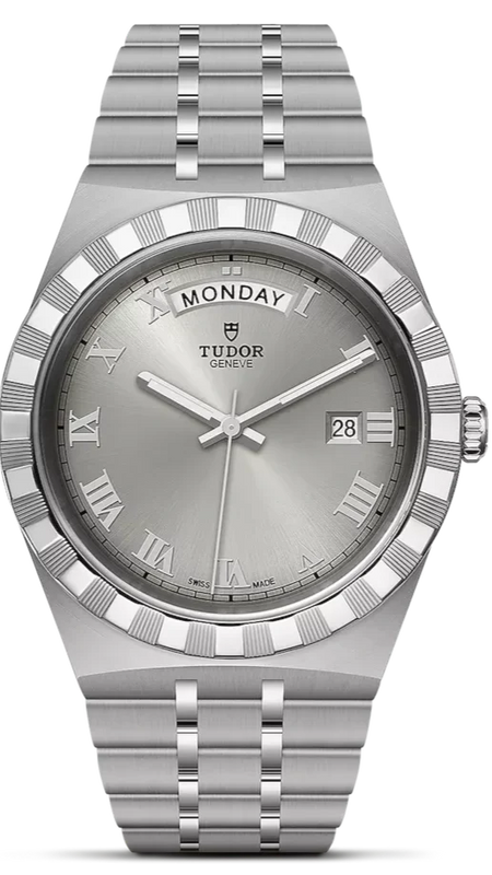 Tudor Royal Day Date Diamonds Automatic Silver Dial Silver Steel Strap Watch for Men - M28600-0002