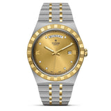 Tudor Royal Automatic Diamonds Gold Dial Two Tone Steel Strap Watch for Men - M28603-0006