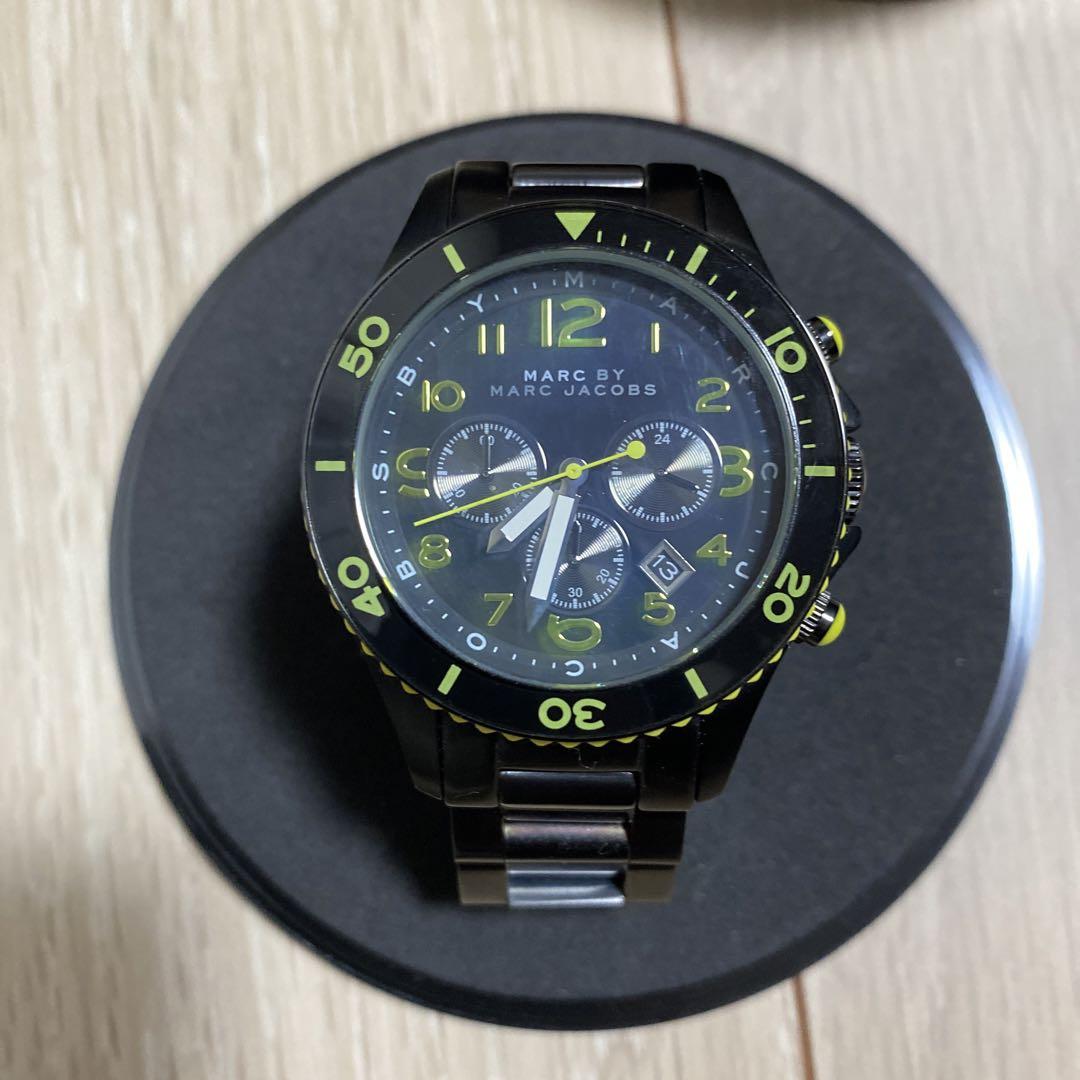 Marc Jacobs Rock Chronograph Black Dial Black Steel Strap Watch for Men - MBM5026