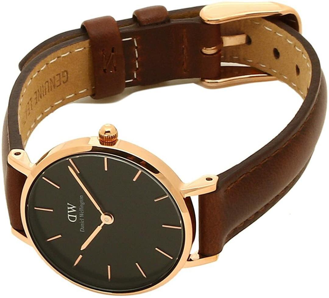 Daniel Wellington Classic Petite St Mawes Black Dial Brown Leather Strap Watch For Women - DW00100225
