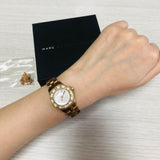 Marc Jacobs Blade White Dial Gold Steel Strap Watch for Women - MBM3075