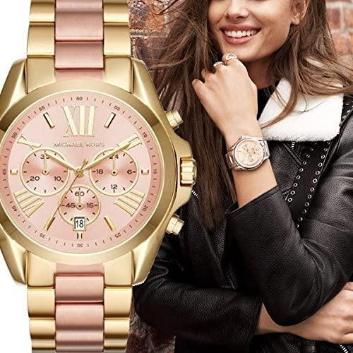 Michael Kors Bradshaw Gold Dial Two Tone Steel Strap Watch for Women - MK6359