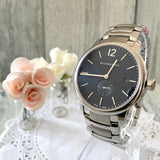 Burberry The Classic Round Black Dial Silver Steel Strap Watch for Men - BU10005