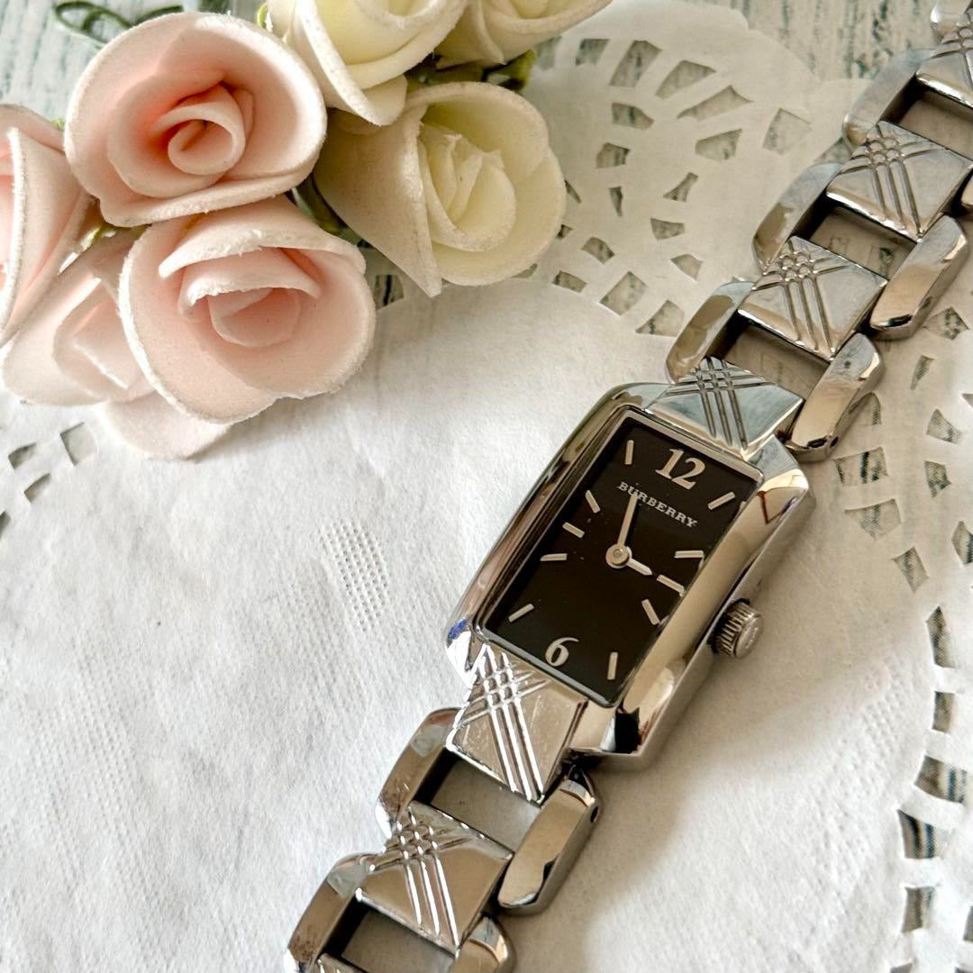 Burberry Signature Quartz Black Dial Silver Steel Strap Watch for Women - BU4210