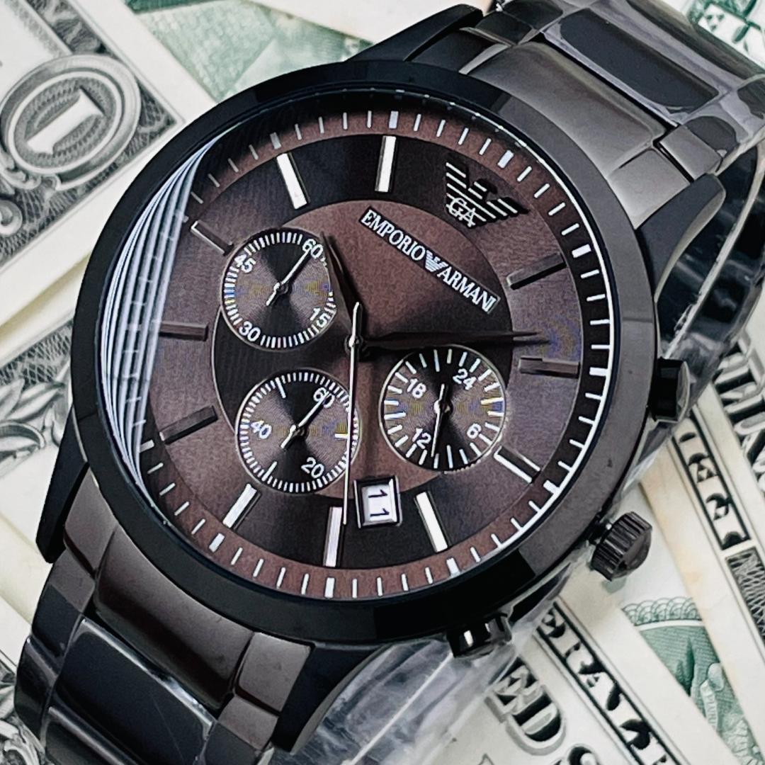 Emporio Armani Classic Chronograph Grey Dial Grey Steel Strap Watch For Men - AR2454