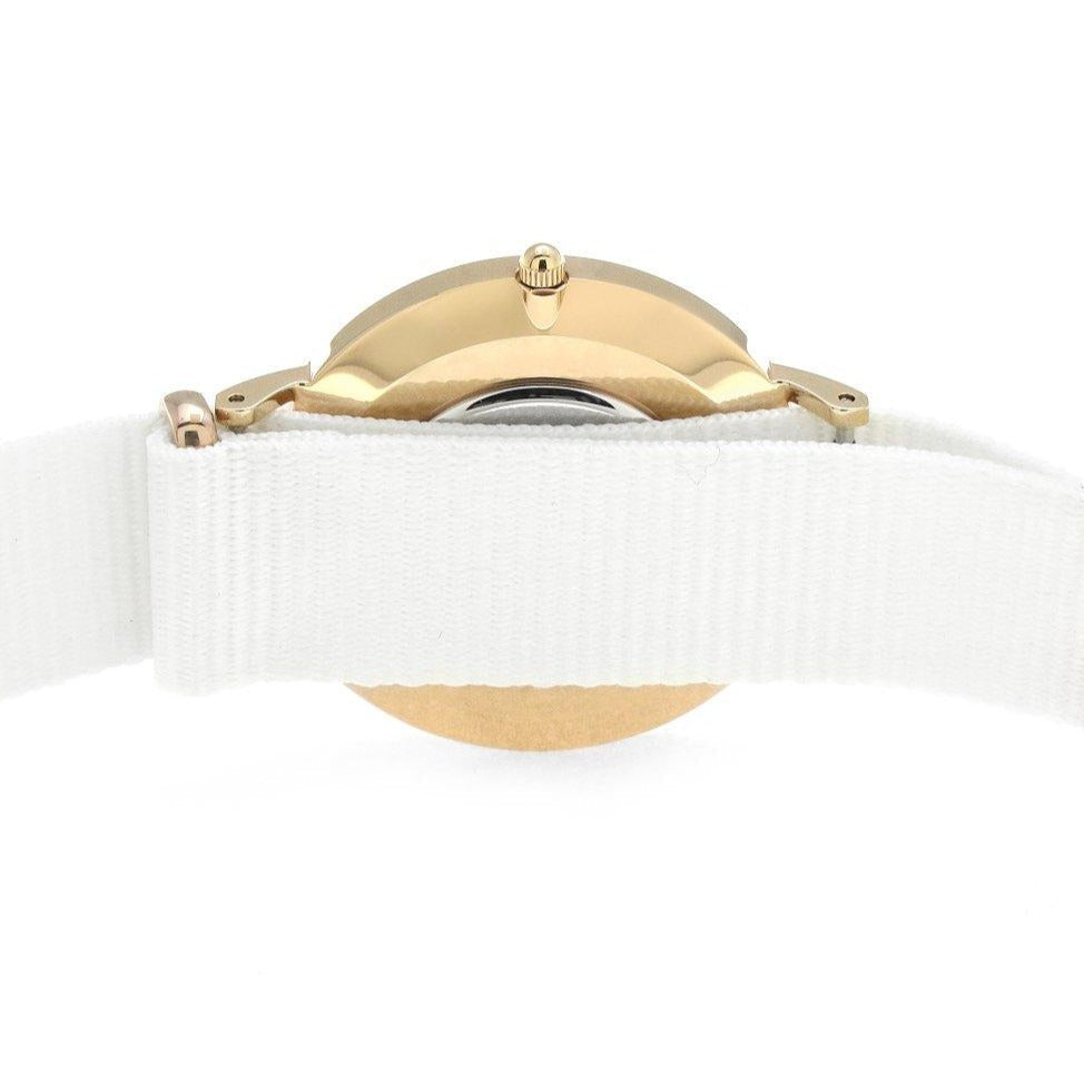 Daniel Wellington Classic Dover White Dial White Nylon Strap Watch For Women - DW00100309