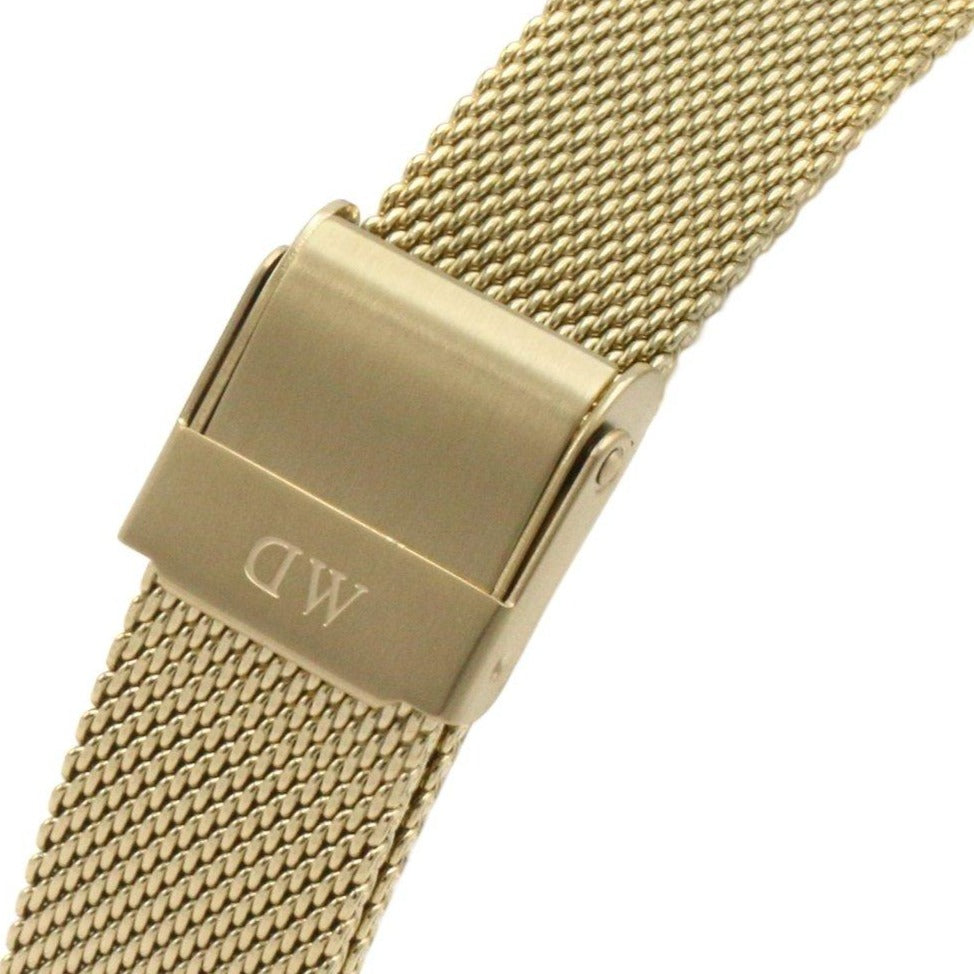 Daniel Wellington Classic Petite Black Dial Gold Mesh Bracelet Watch For Women - DW00100347