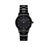 Daniel Wellington Iconic Link Ceramic Black Dial Black Steel Strap Watch For Women - DW00100415