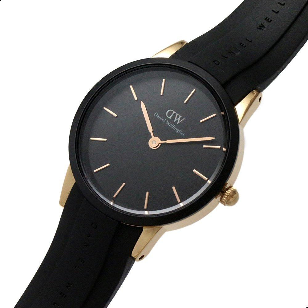 Daniel Wellington Iconic Motion Black Dial Rubber Strap Watch For Women - DW00100426