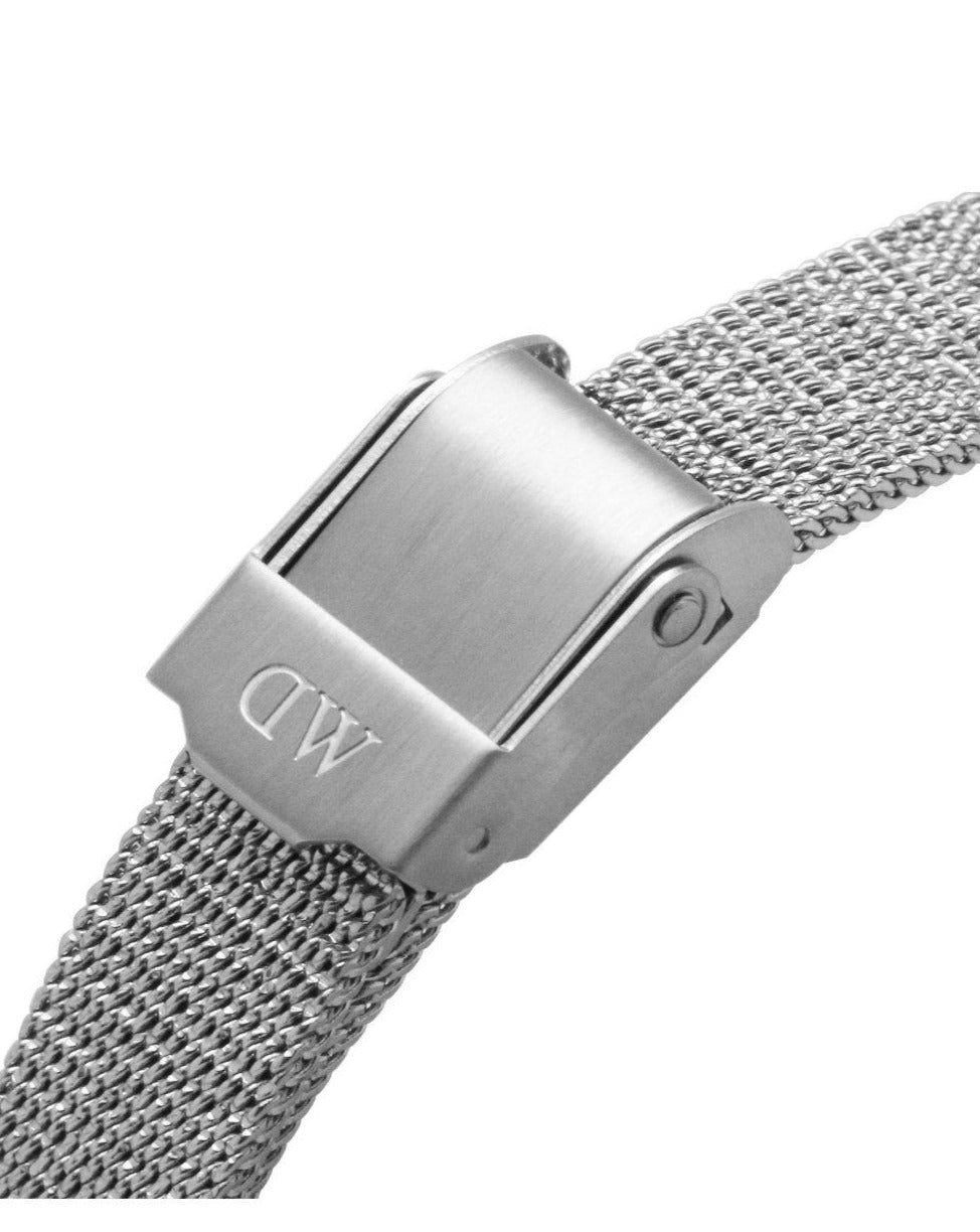 Daniel Wellington Classic Petite Sterling White Dial Silver Mesh Bracelet Watch for Women - DW00100442