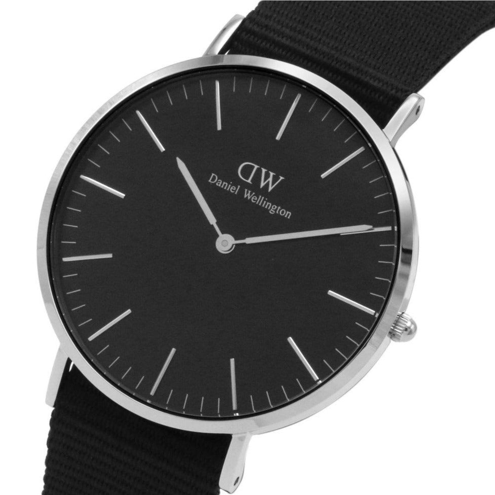 Daniel Wellington Classic Cornwall Black Dial Black Nylon Strap Watch For Women - DW00100149