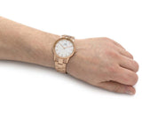 Daniel Wellington Iconic Link White Dial Rose Gold Steel Strap Watch For Women - DW00100209