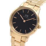 Daniel Wellington Iconic Link Black Dial Rose Gold Steel Strap Watch for Women - DW00100210