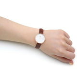 Daniel Wellington Classic Petite St Mawes White Dial Brown Leather Strap Watch For Women - DW00100231
